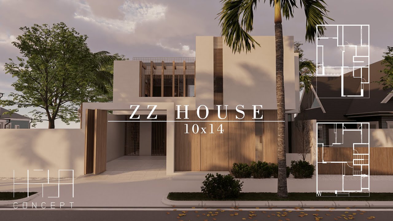 Sub Tropical Japandi House Design | 2 Storey House 10x14m | Casa de Japandi 10x14 metros
