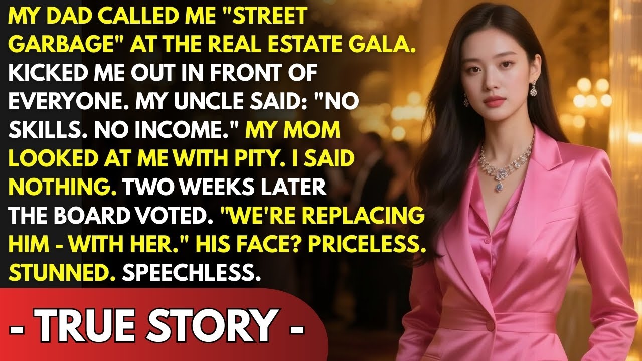 MY DAD CALLED ME “STREET GARBAGE” AT A REAL ESTATE GALA—TWO WEEKS LATER, THE BOARD VOTED ME HIS BOSS