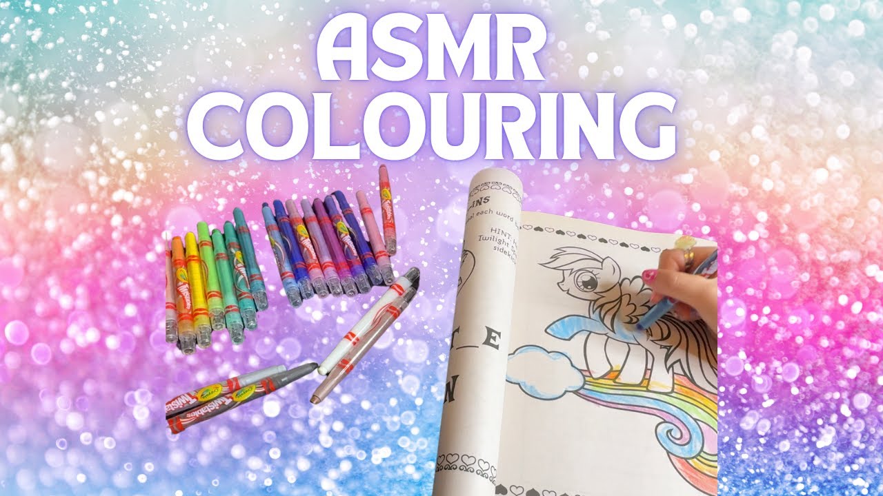Relaxing ASMR: Organizing Crayola Twistables by Color + My Little Pony Coloring Book 🧡💛💚💙💜