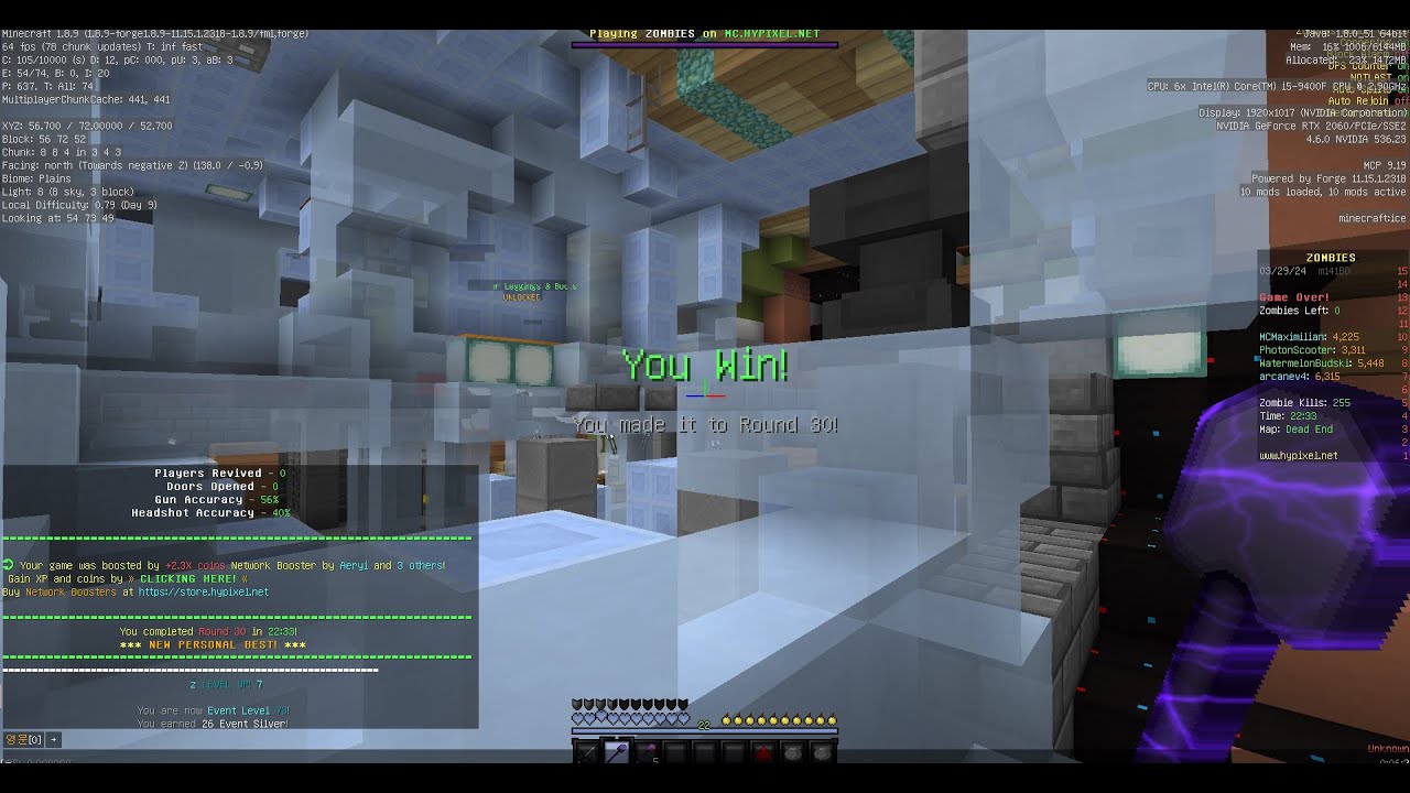 Hypixel Zombies: Dead End Speedrun 22:33
