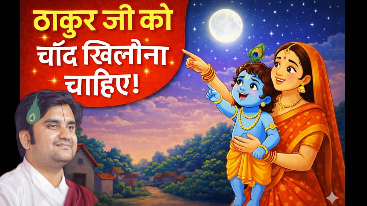ठाकुर जी को चाँद खिलौना चाहिए 😍 | Cute Krishna Leela@BhaktiPath 