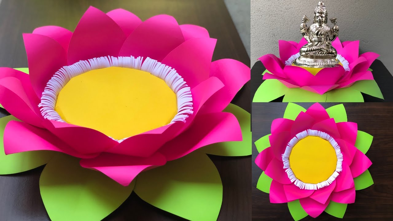 DIY -Paper Lotus Makhar Making For Goddess VaraLakshmi Devi  || Lotus Makhar For Ganapathi 2020