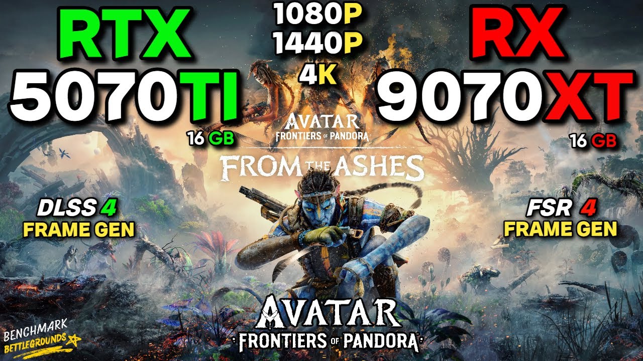 Avatar Frontiers Of Pandora : RTX 5070TI VS RX 9070XT | 1080P | 1440P | 4K