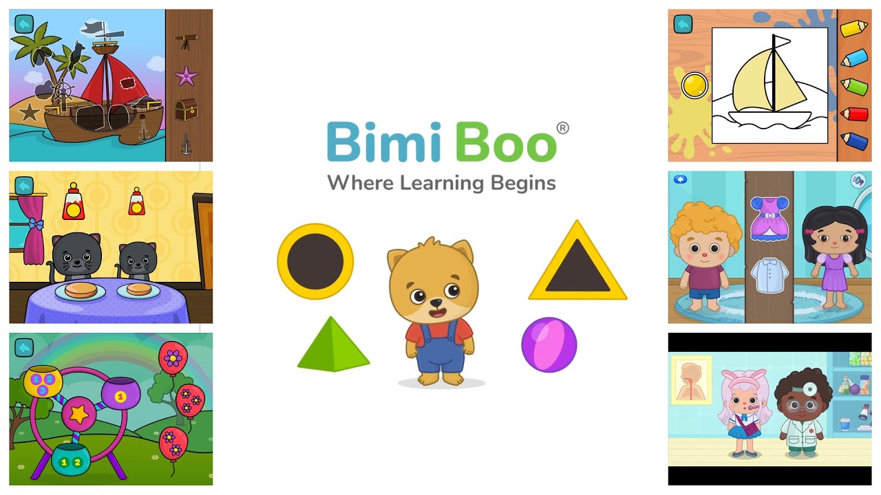 Bimi Boo Learning Video Game For Toddlers Preschoolers Kids. Colors,Shapes,Coloring,Numbers,Matching