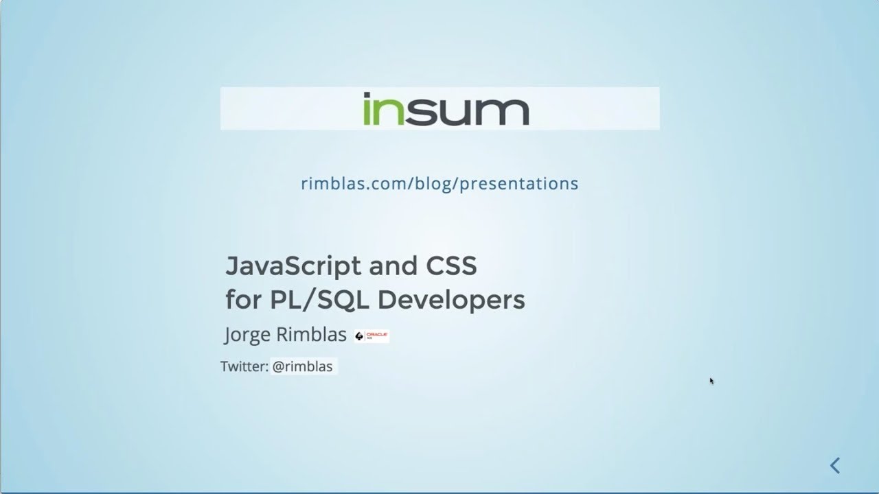 Javascript и CSS для разработчиков PL/SQL с Хорхе Римбласом
