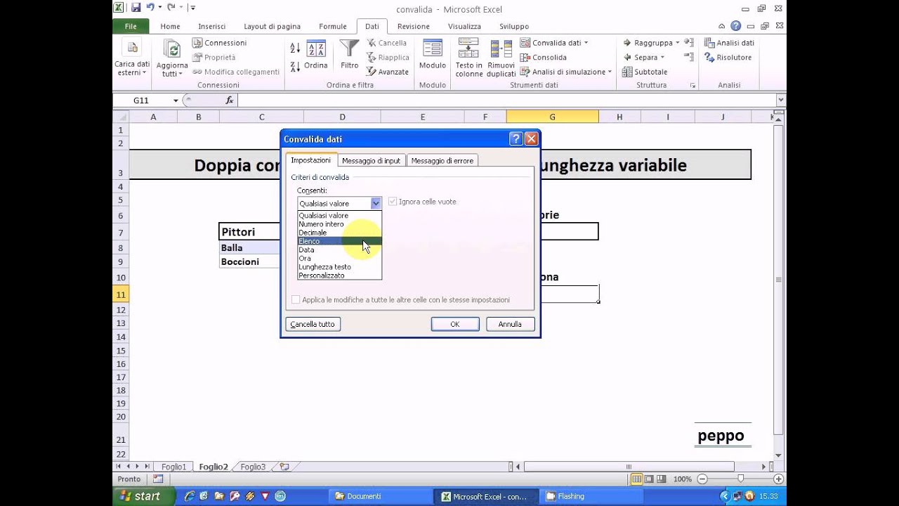 Excel 2010 - Doppia convalida dati 