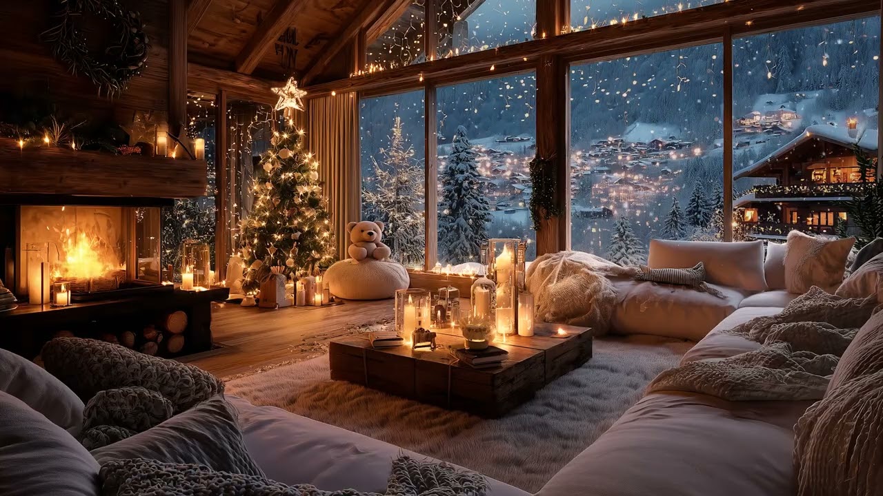 Snowy Christmas Fireplace 2025 | Cozy Piano Ambience for Sleep, Study & Peace