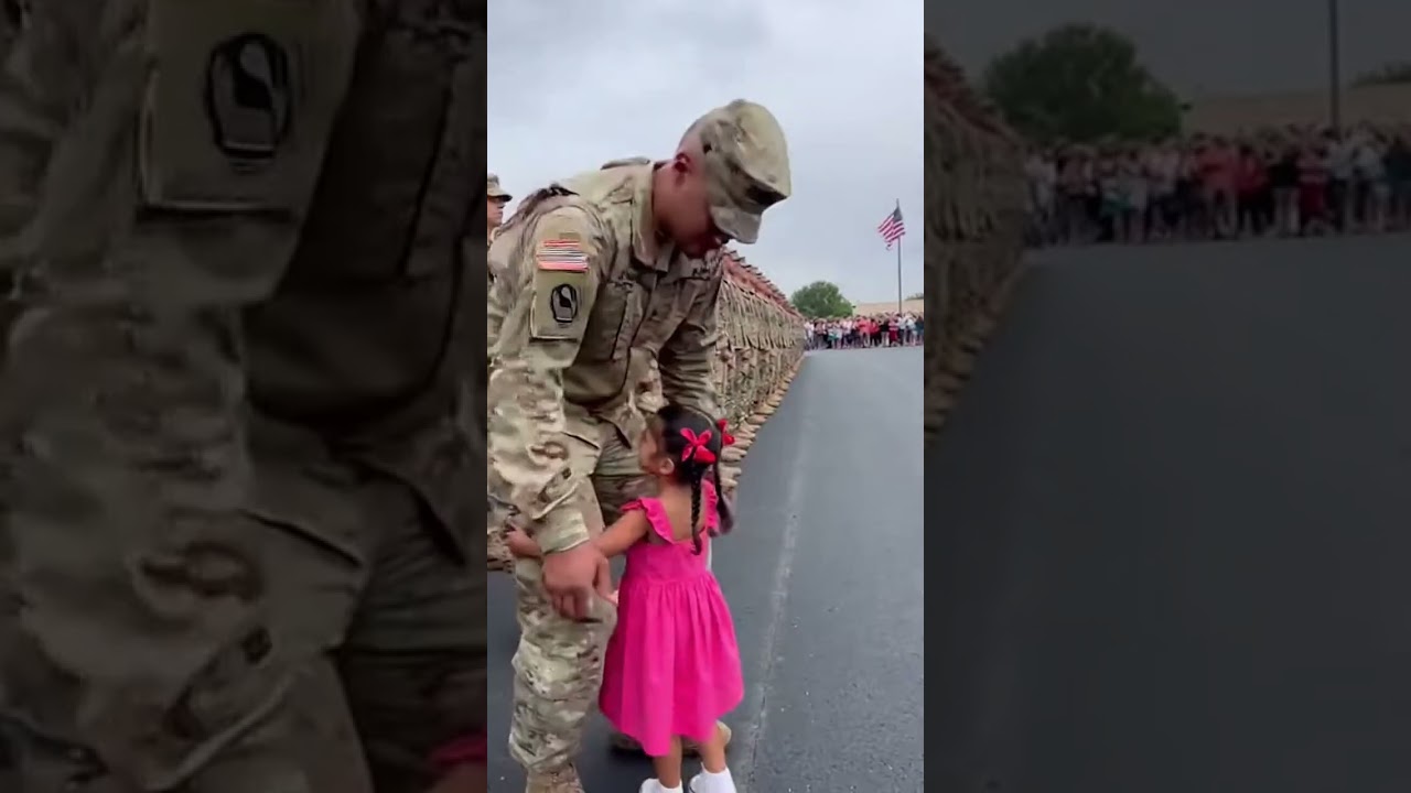 Little Girl Walks Toward Soldiers ❤️🇺🇸 #army #military #airforce #talk #cute #littletalks #baby