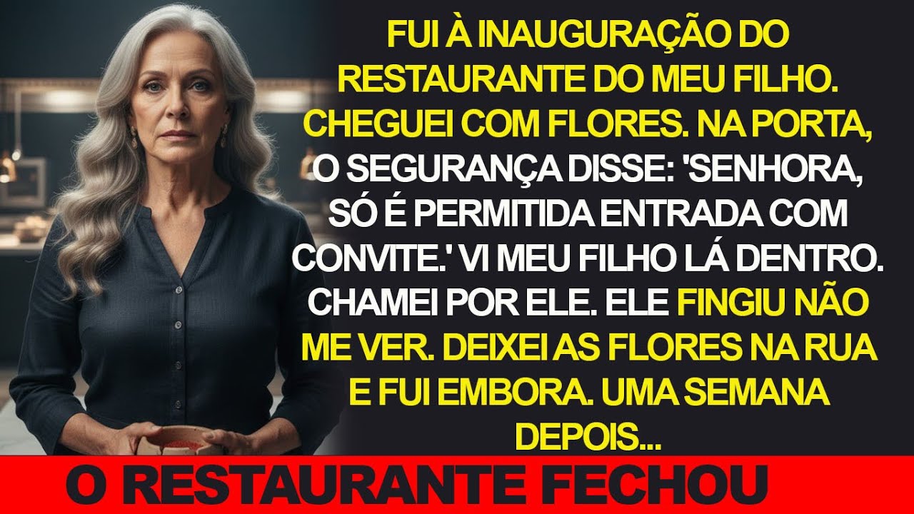 Fui à inauguração do restaurante do meu filho. Ele fingiu que não me viu. Uma semana depois...