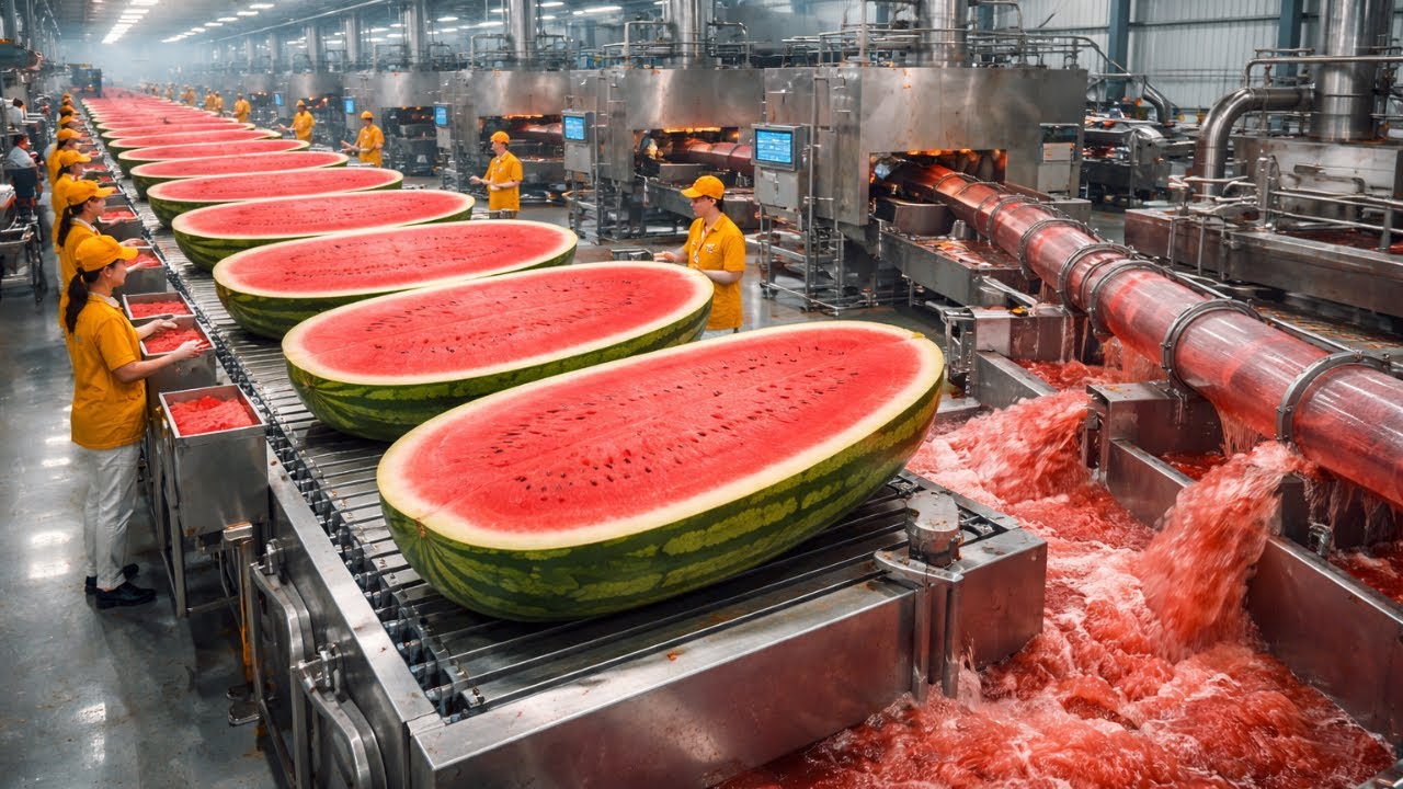 Inside the Watermelon Factory – Full Process How Fresh Juice Are Made