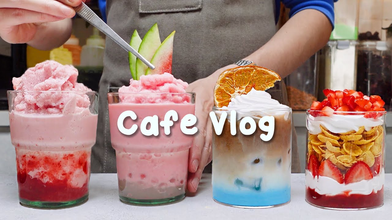 🍉스무디와 파르페는 건강에 좋습니다🍓지치고 힘들 땐 음료 ASMR로 힐링해요/카페브이로그/Cafe Vlog/ASMR/Tasty Coffee