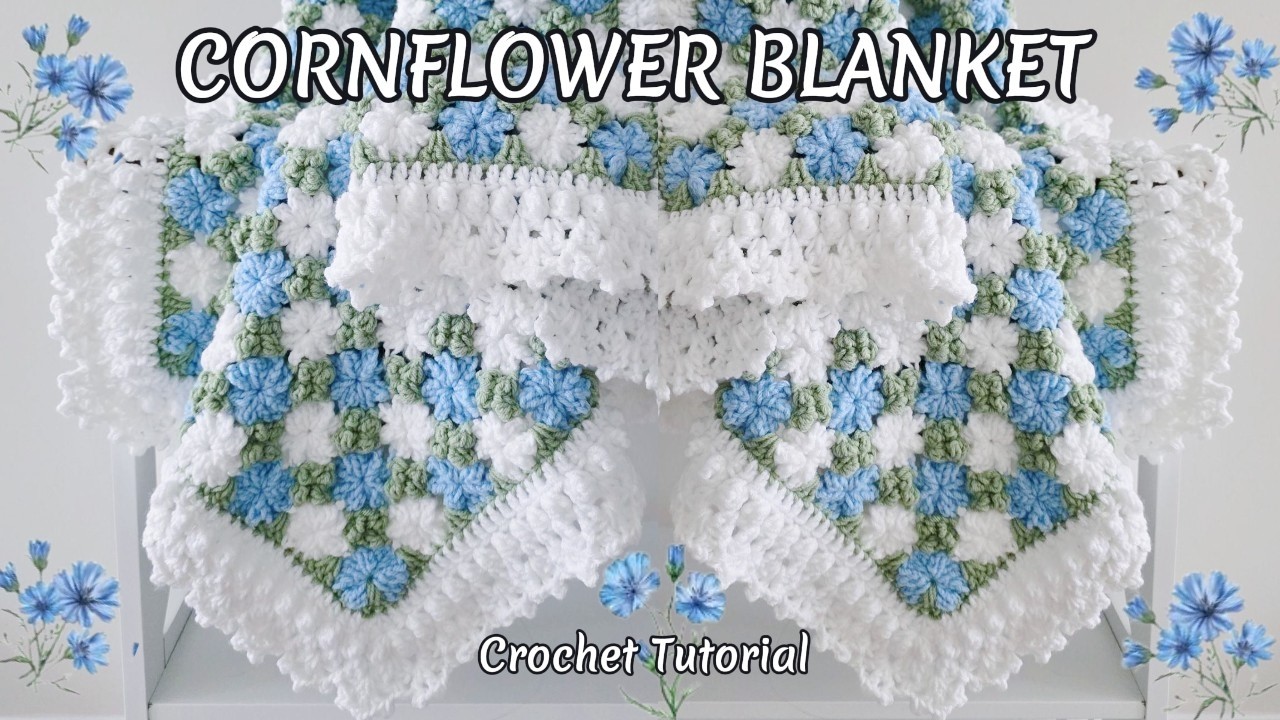 Cornflowers Field Crochet Baby Blanket, Home Decor Crochet Tutorial, Crochet Rug