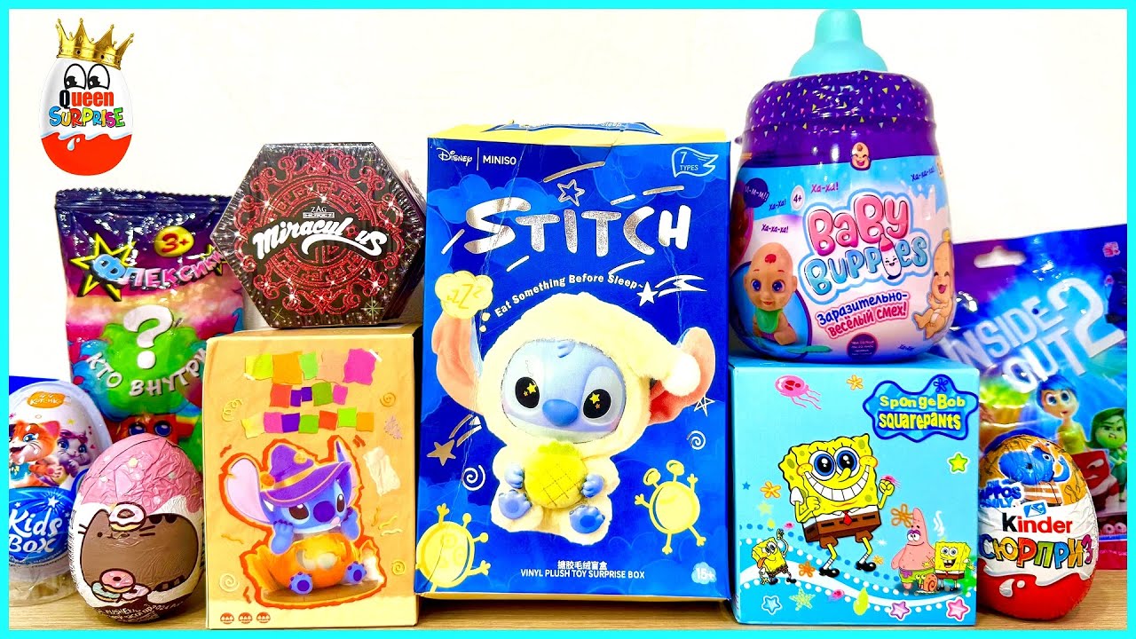 Сюрприз Mix! Стич Disney Miniso, Миракулус, Спанч Боб, Головоломка 2, Пушин, 44 котенка