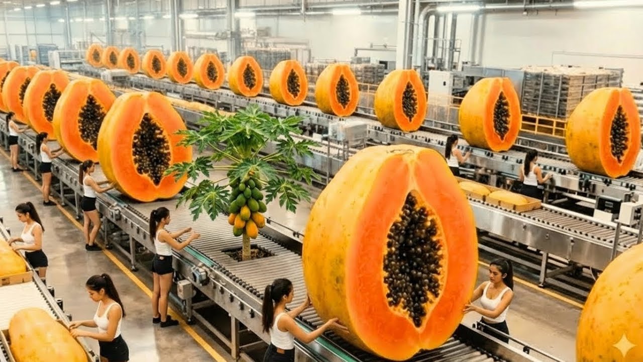 Inside A Modern Papaya Factory: From Farm To Super Delicious Canned Papaya Juice (The Whole Process)
