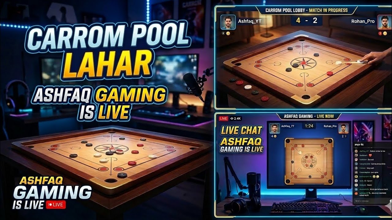 Ashfaq gaming  is live 🛑 carrom disc pool auto gameplay 🎮