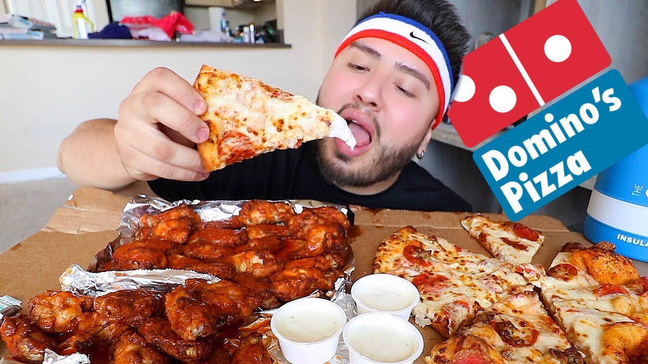 Dominos Pizza & Wings MUKBANG