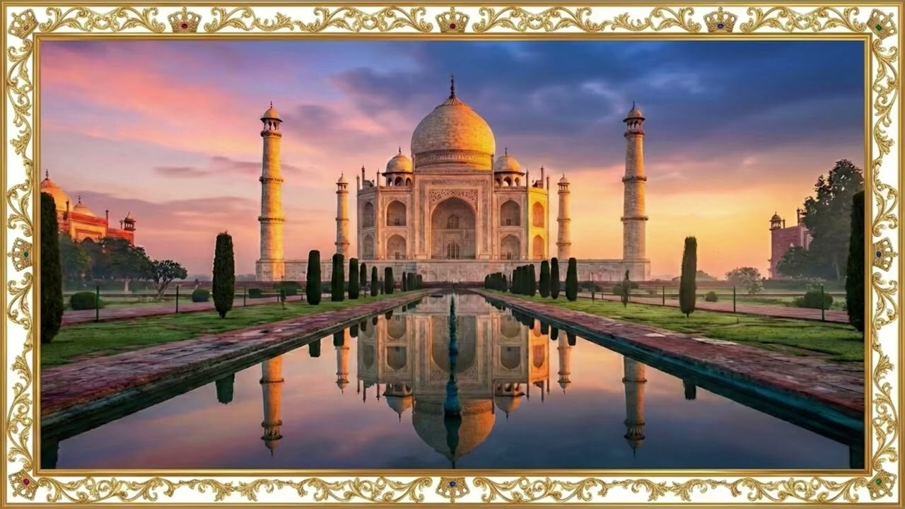 Taj Mahal in 4K 🌄 | Golden Royal Frame Screensaver ✨