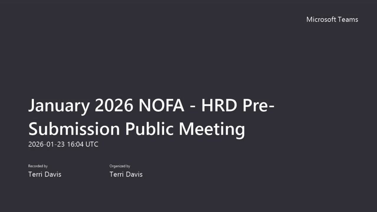 January 2026 NOFA: HRD Pre-Submission Public Meeting Recording – January 23, 2026
