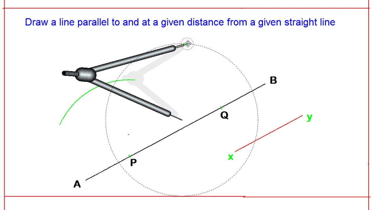 Draw a line parallel to and at a given distance from a given straight line