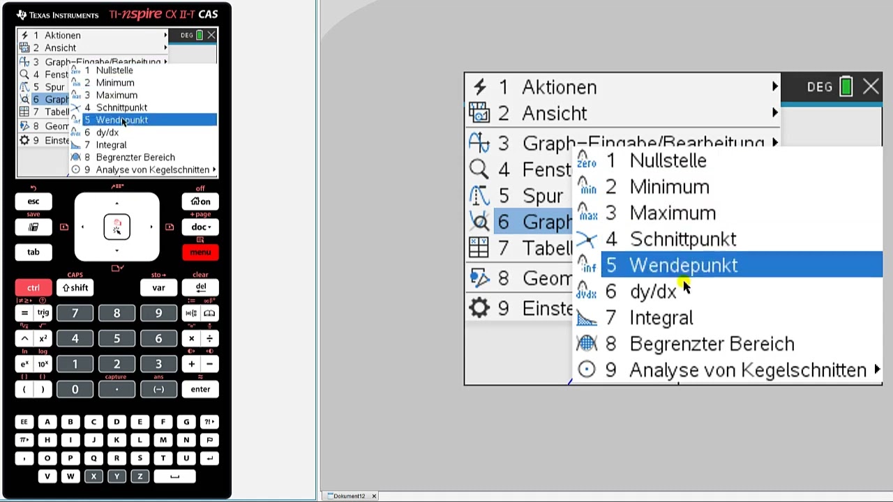 CAS TI-NSPIRE CX II-T - Seiten im Dokument - Überblick der Funktionen im Menü - Bedienhilfe