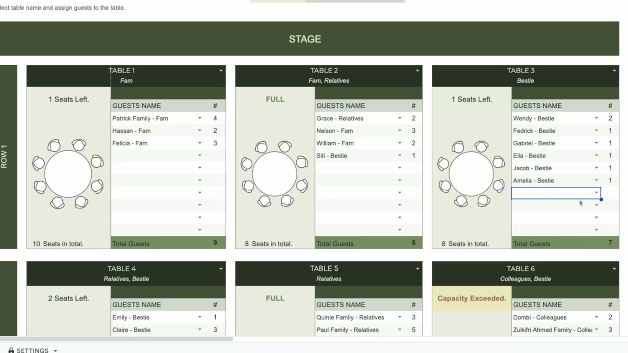 Preview: Wedding Invitation Planner Bundle - Google Sheets Template | Forest Wedding Theme (ASMR)
