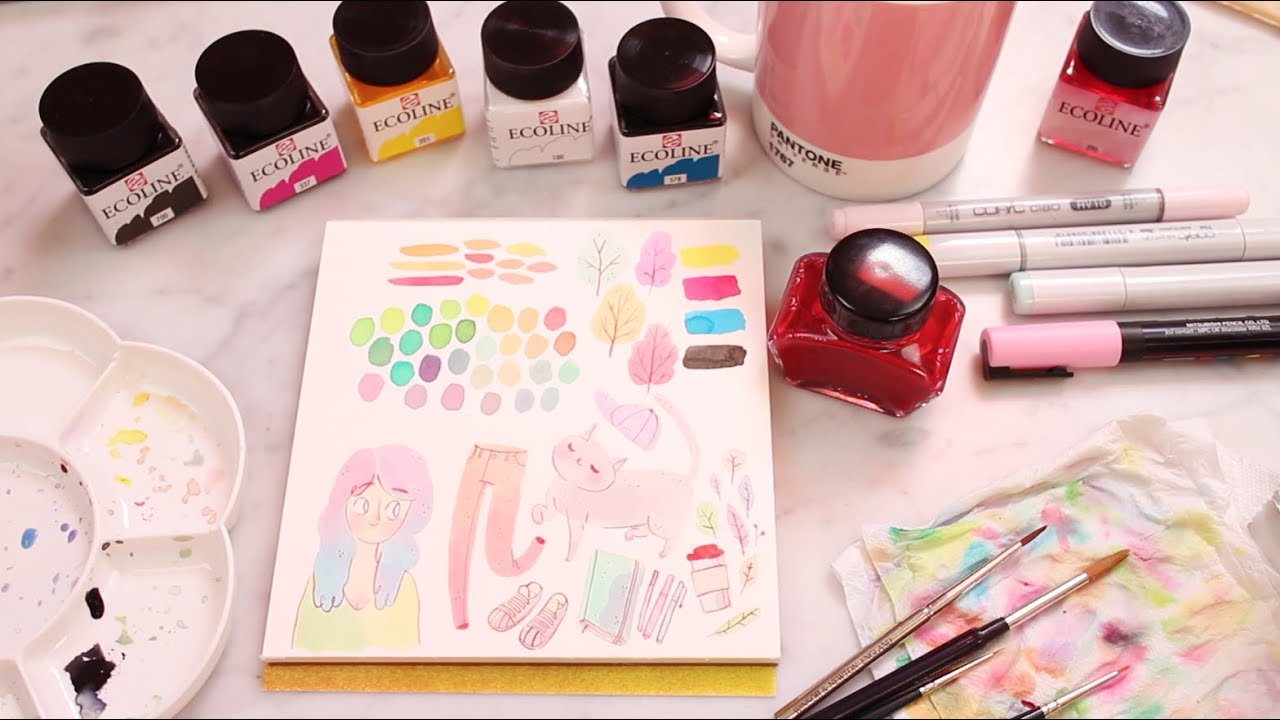 Ecoline liquid watercolour review plus demo! ~ Frannerd