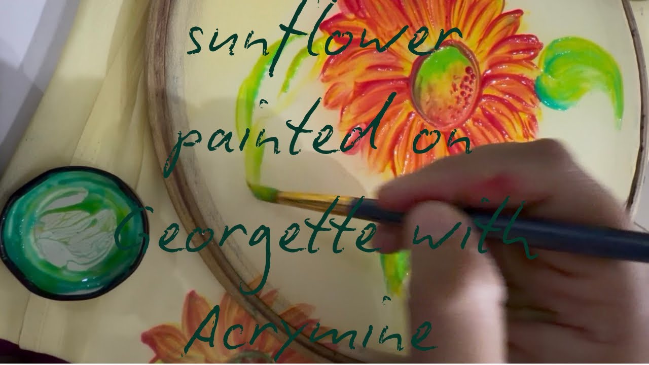 Sunflower Painted on Georgette with Acrymine paints | Part 1