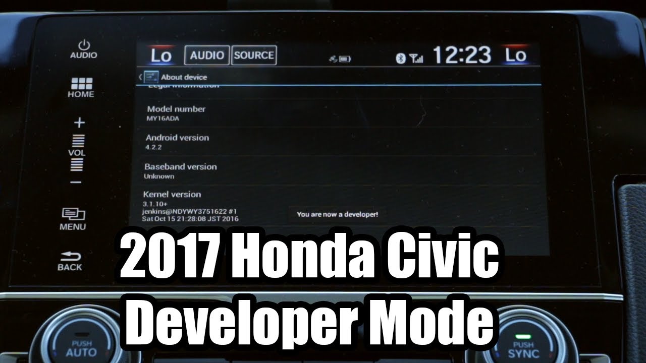 Enable Developer Mode on 2017 Honda Civic