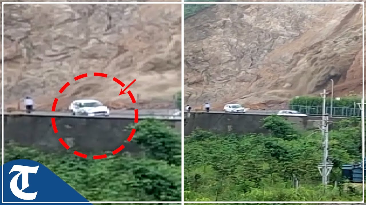 Captured: Close shave for vehicles ahead of landslide in Himachal's Bilaspur