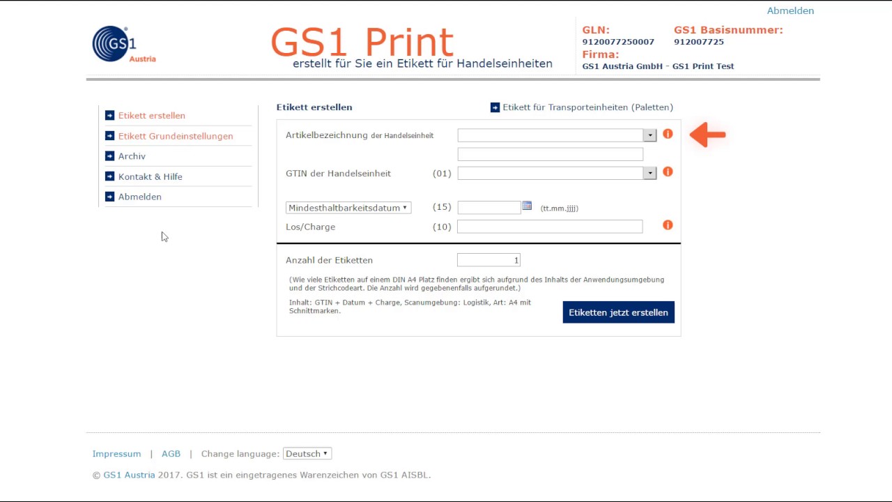GS1 Print - Etiketten erstellen f&uuml;r Handelseinheiten
