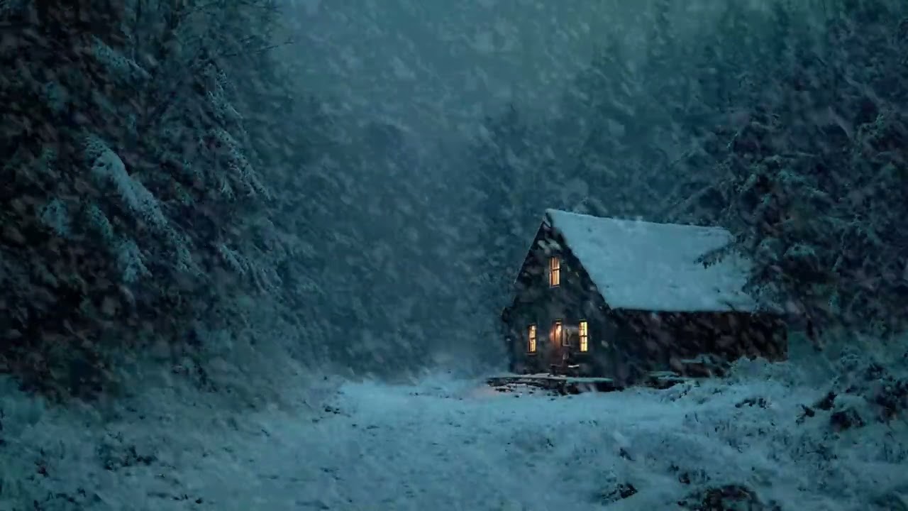 ❄️Blizzard ASMR | Cabin in Middle of Night Snowstorm | Stress Relief Focus Boost Mood Meditation