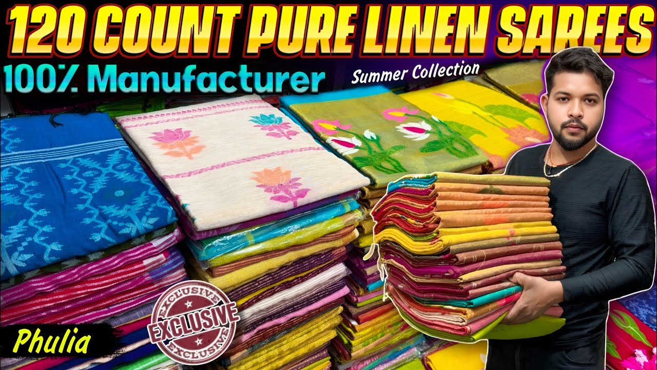 120 Pure Linen / Pure Silk Linen / Pure Cotton/ Pure Mal Cotton/ Mercedes Cotton/Tissue Linen Saree