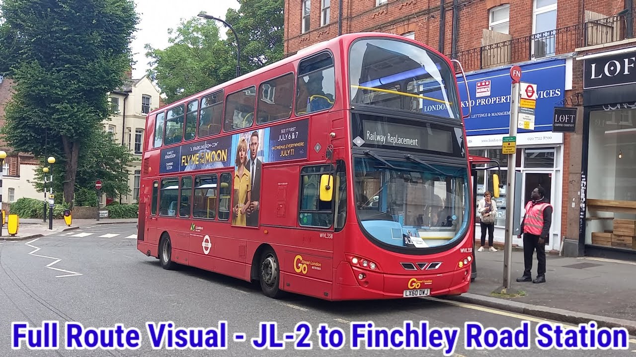 Full Route Visual | Rail Replacement Route JL-2 - Wembley Park to Finchley Road | (WVL358) LX60DWJ