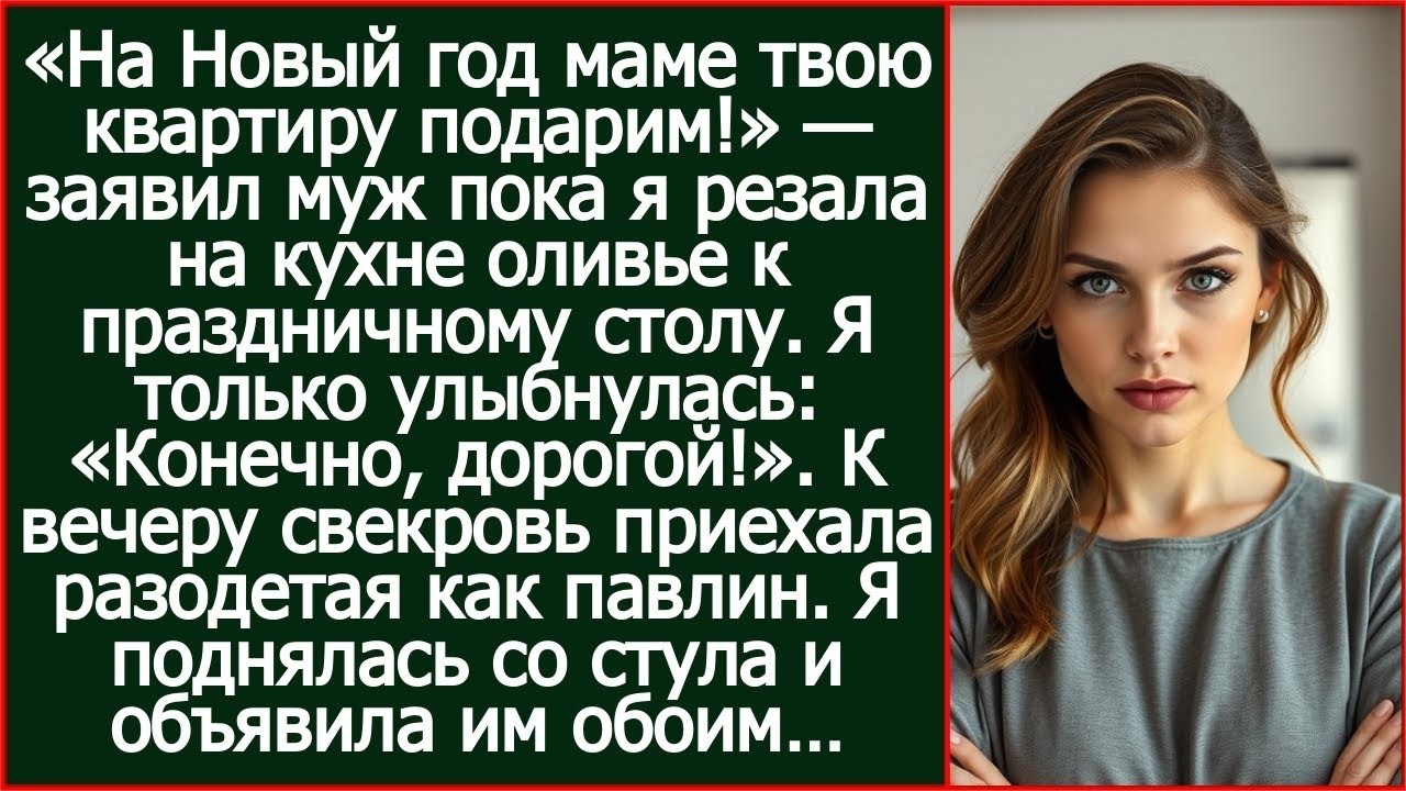 «На Новый год маме твою квартиру подарим!» — заявил муж пока я резала на кухне оливье..