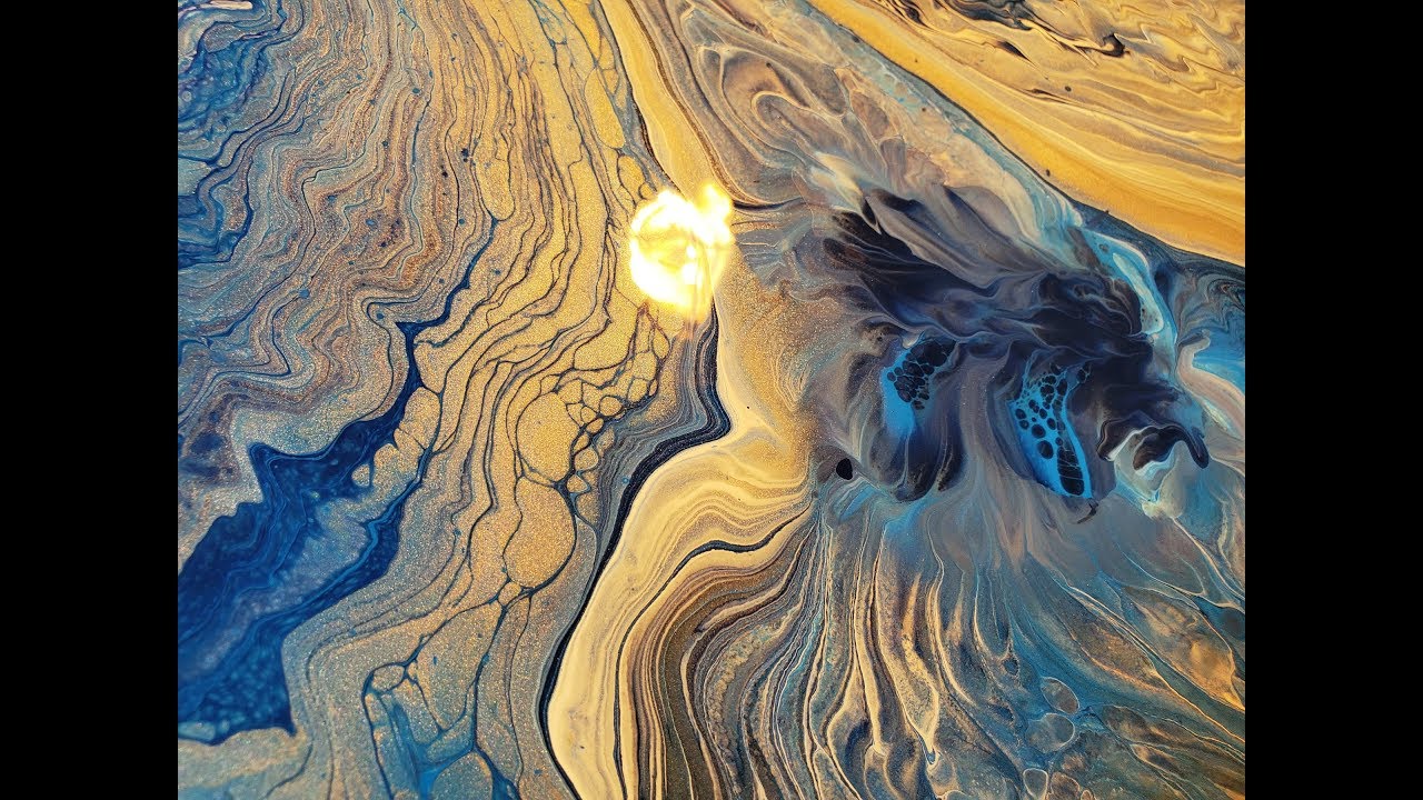 (84) Fluid Art Straight Pour with Metallics on Large Canvas acrylic pouring acrylic painting