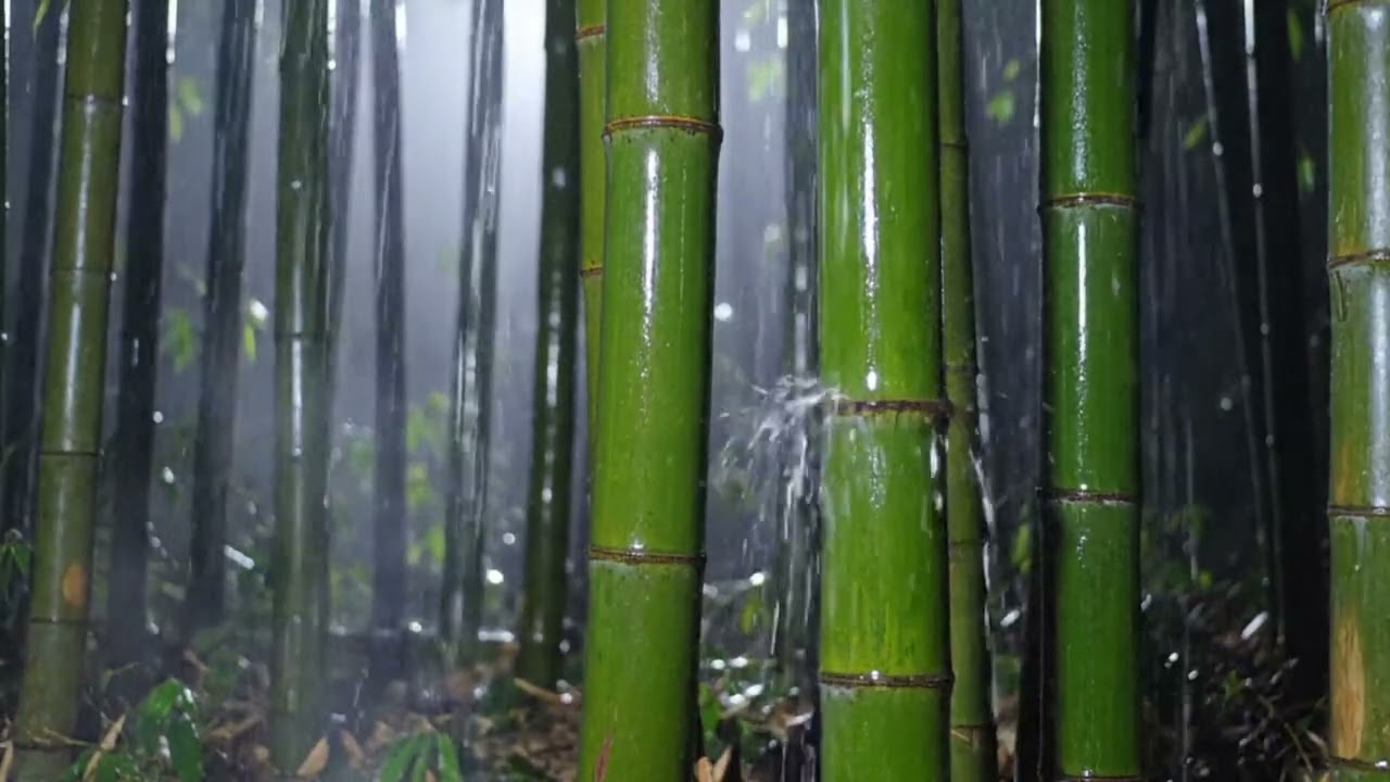 Heavy Rain in Bamboo Forest for Sleep & Focus | Relaxing Nature White Noise