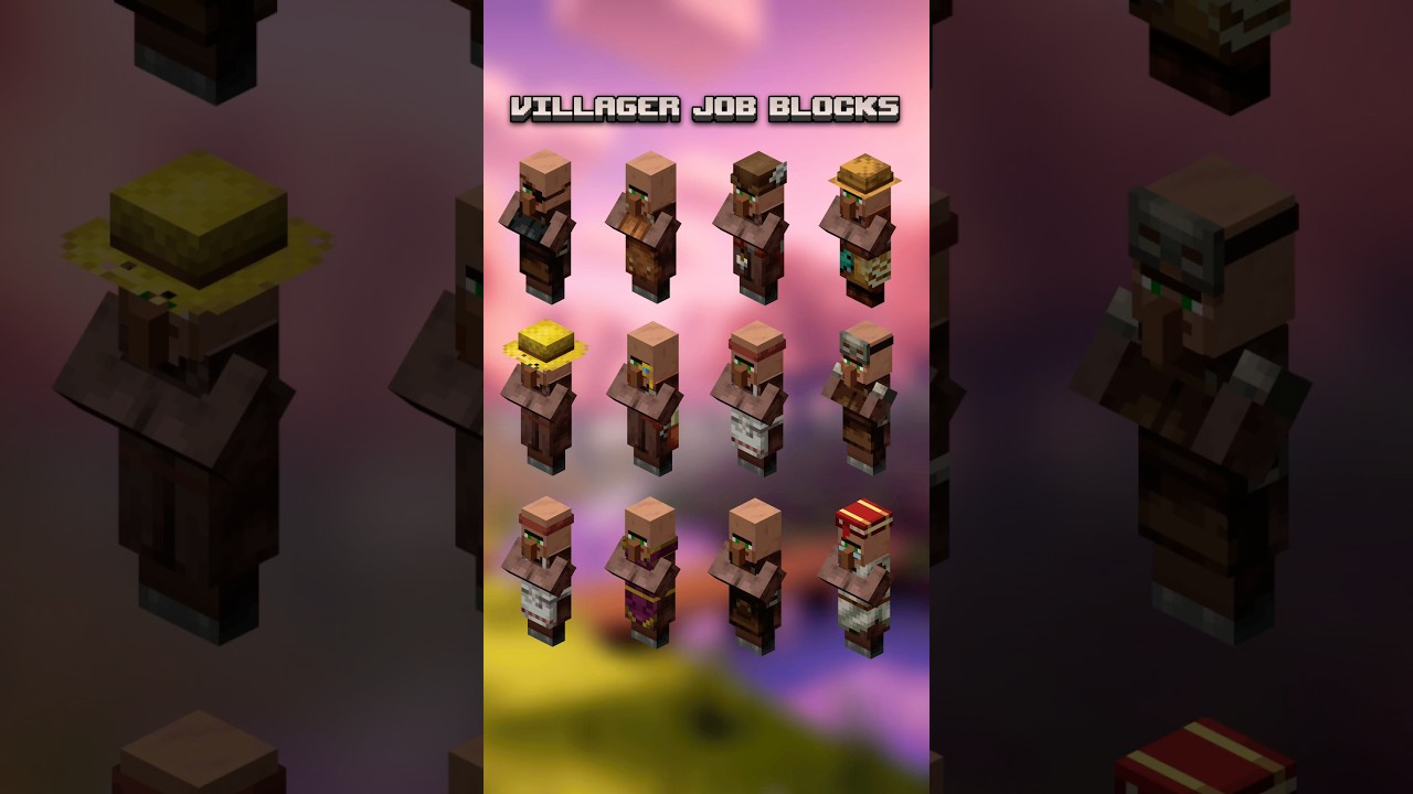 Villagers type & job blocks || did you know all of them? #minecraftshorts #minecrfttips