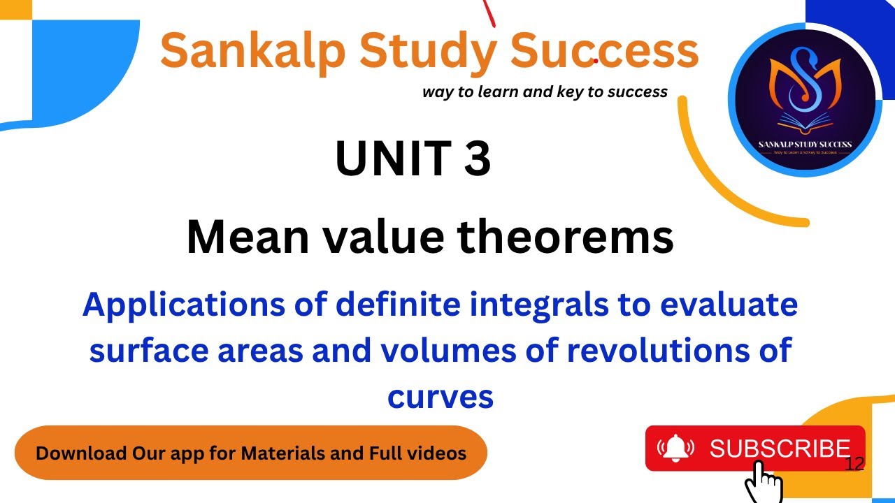 29.Applications of Definite Integrals | Surface Areas & Volumes of Revolution | M1 Unit-III