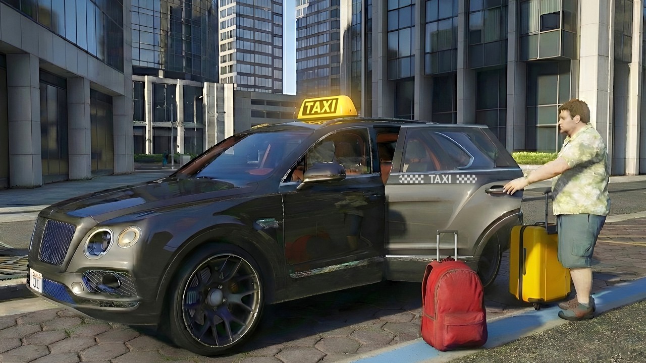 GTA 5 - Realistic Uber Driver Taxi Job in Bentley Bentayga | POV Drive
