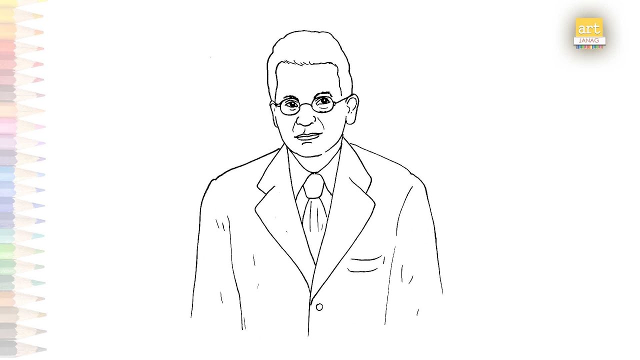 John Logie Baird drawing easy | Art tutorial | How to draw John Logie Baird easily | #artjanag
