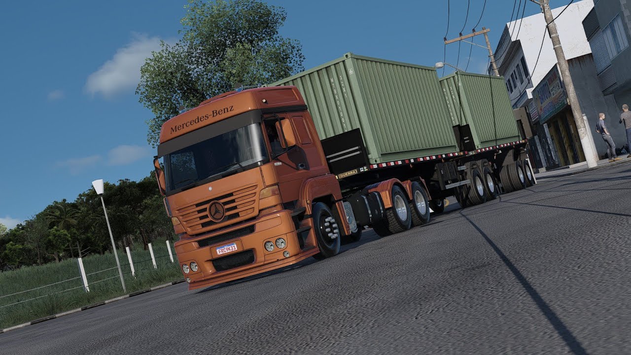 MERCEDES 1938s NO PUXE DO BITREM CONTAINER MAPA ELDORADO PRO Euro Truck Simulator 2
