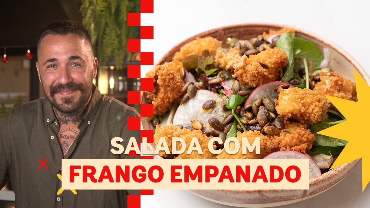 Saladão com frango empanado em apenas 15 minutos! | Léo Abreu