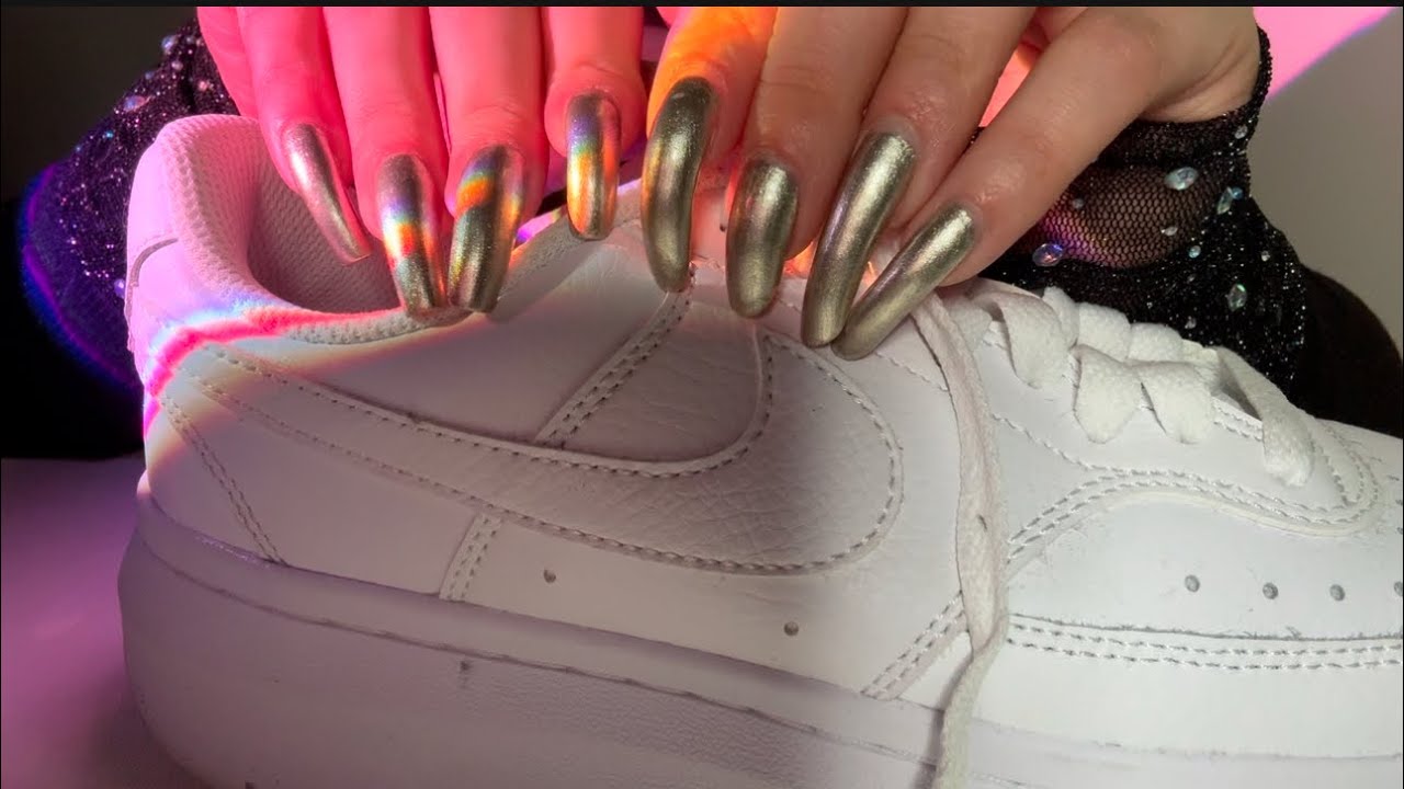 ASMR | Shoe Tapping and Scratching | With Polished Natural Long Nails 🫶