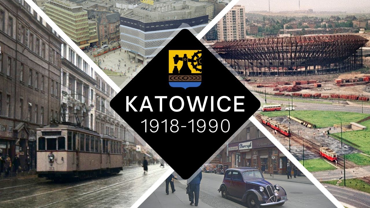 Miasto Katowice na starych kolorowych fotografiach z lat 1918 - 1990 / Historia Polski