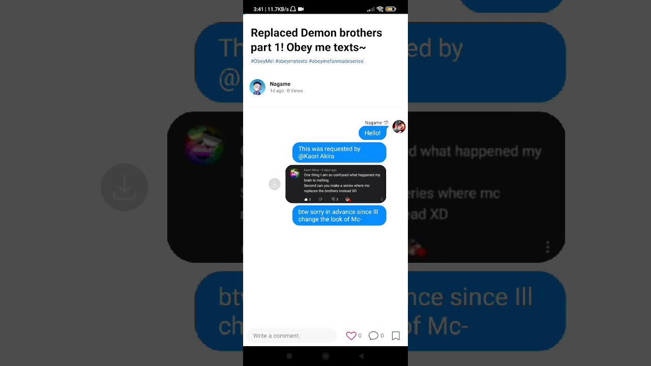 Replaced Demon brothers au part 1! Obey me texts~