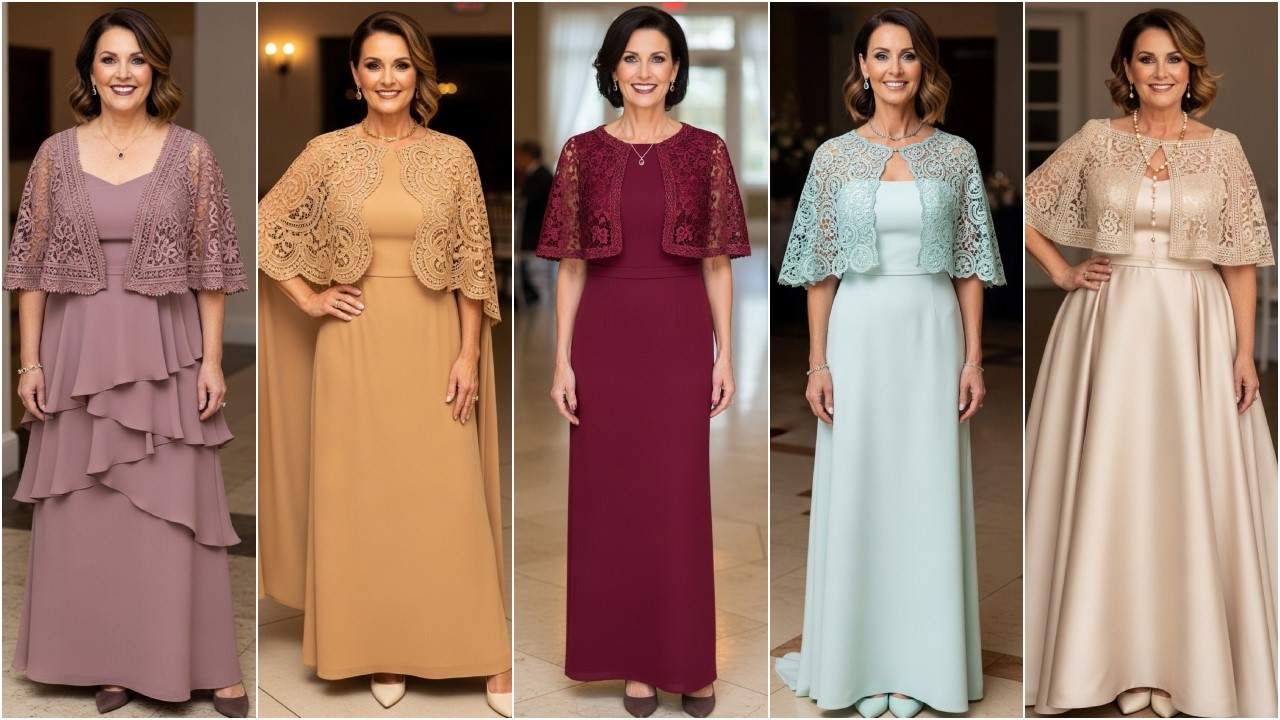 Beautiful Lace Capelet Mother of the Bride Dresses: Modest and Chic Wedding Day Fashion Ideas