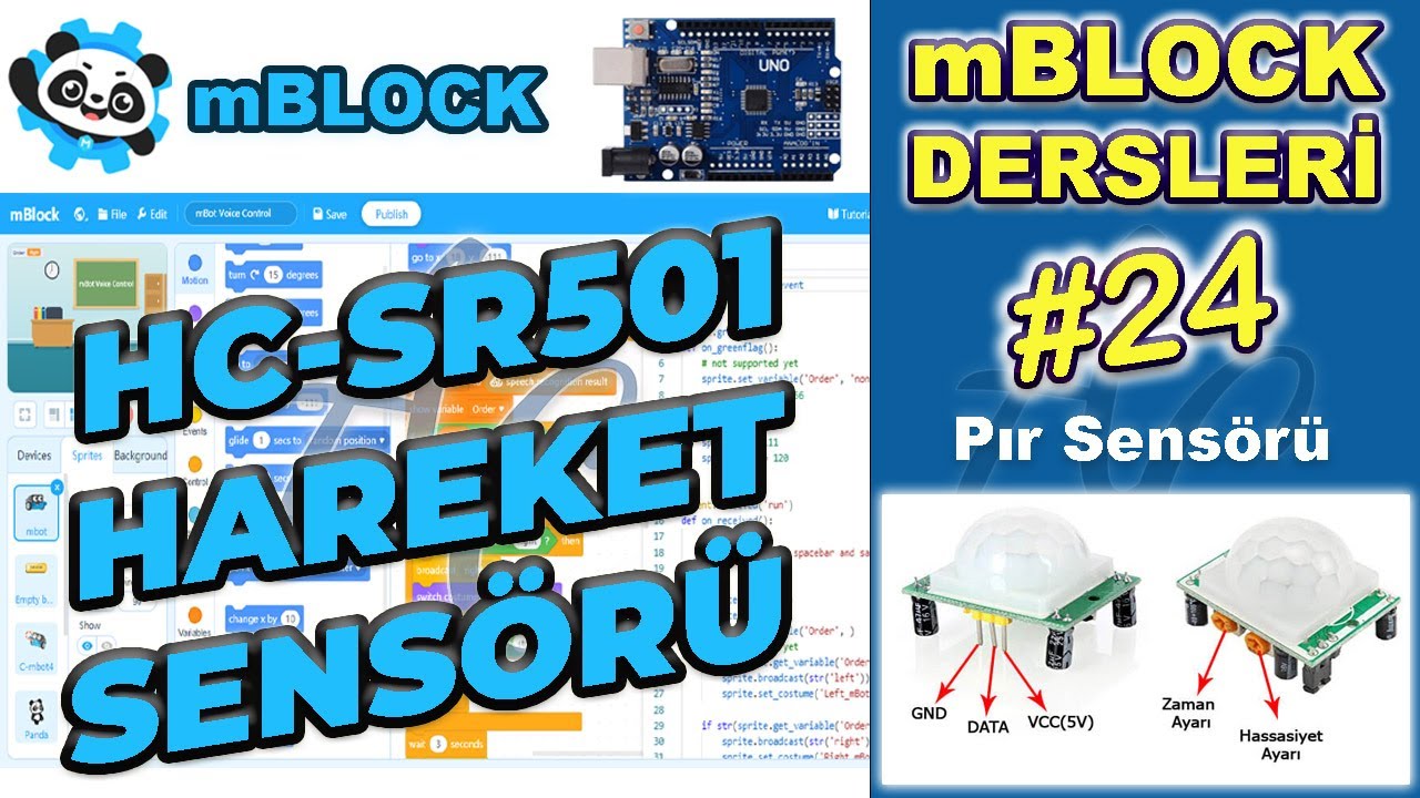 mBlock 5 İle PIR Sensörü (Hareket Sensörü) Alarm Devresi - Canlı Mod