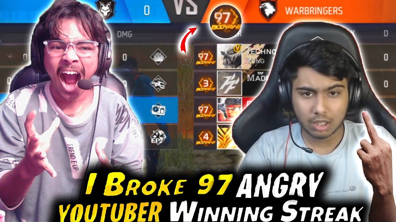 First Time Break 97 Winning Streak 😱Laka Gamer Vs Angry Youtuber 😡 गुस्सा हो गया ||