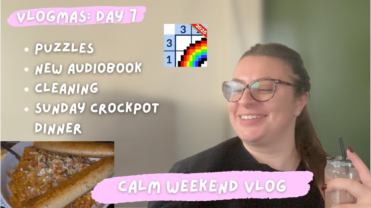 Vlogmas - Day 7: Cozy Sunday Vlog | listen to a book, do puzzles, clean, make sunday dinner with me!
