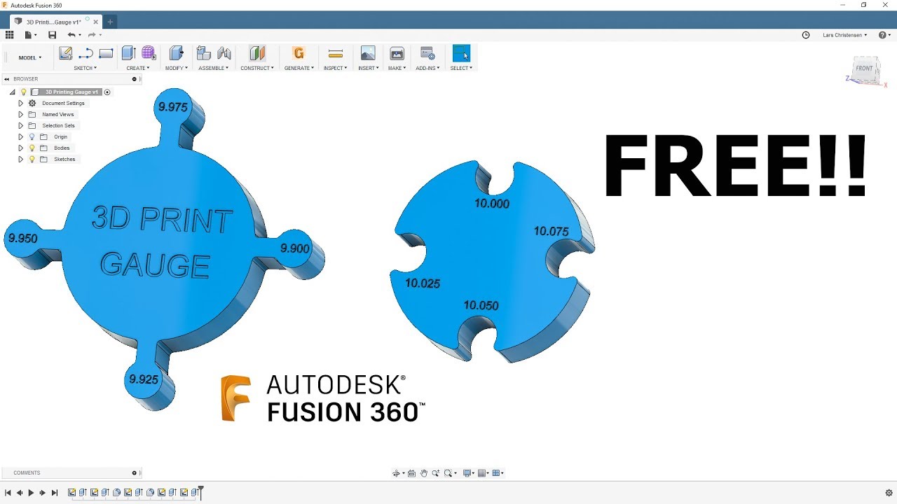 FREE! 3D Printing Gauge —  Fusion 360 Tutorial — #LarsLive 195